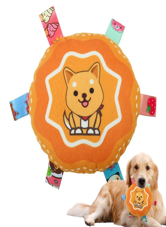 Qpets® Dog Toy 6.3'' Round Rattle Toy, Soft Plush Cartoon Squeaky Throw and Catch Toy for Cats and Dogs, Indoor Outdoor Pet Toy - Image 1